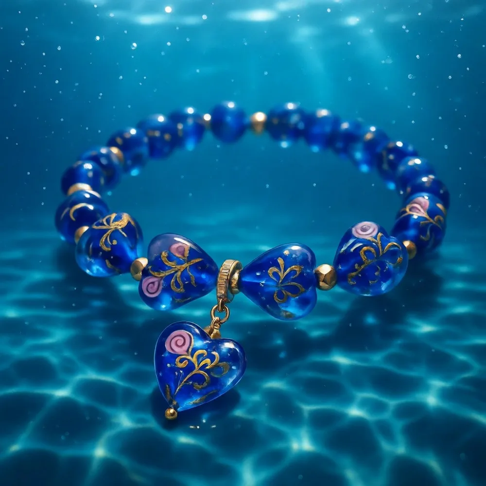 

Браслеты и ожерелья из стеклянных бусин ручной работы, светящиеся в темноте, в форме сердца