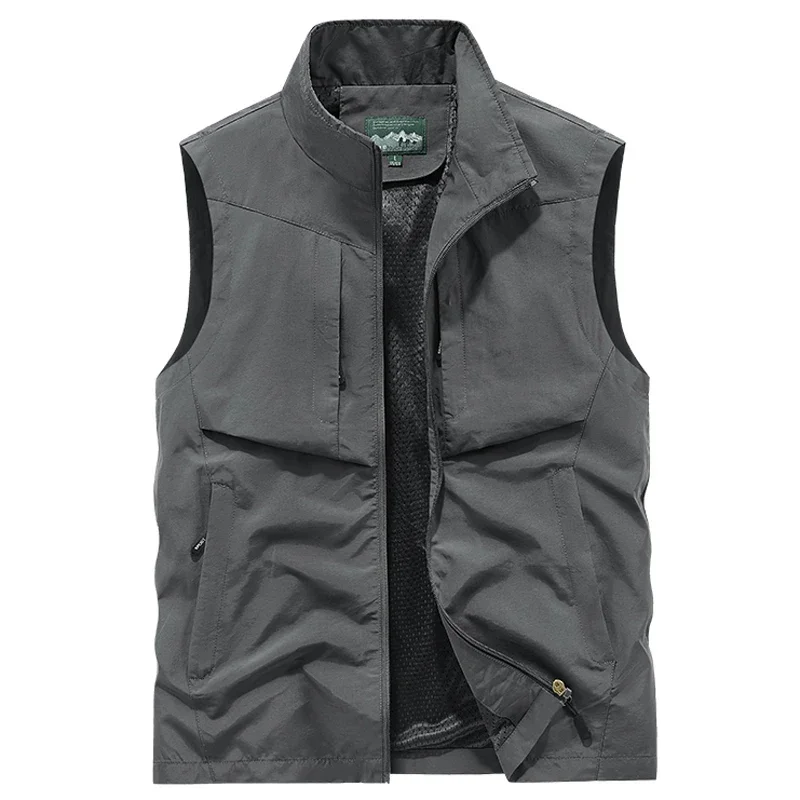 Gilet de pêche en fibre de carbone pour homme, veste d'extérieur, gilet à séchage rapide pour la chasse, la gym, le jogging, la course à pied et le sport, grande taille, 7XL, 8XL