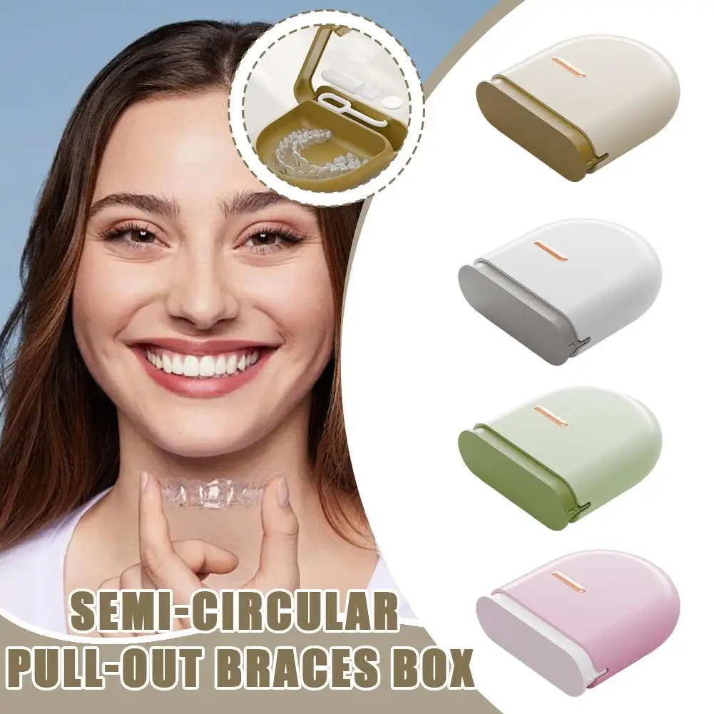 نصف دائرة قابلة للسحب صندوق صينية الأسنان المحمولة غير مرئية علبة الأسنان صندوق تخزين الأسنان كاذبة المحمولة صندوق جمع الأسنان #1