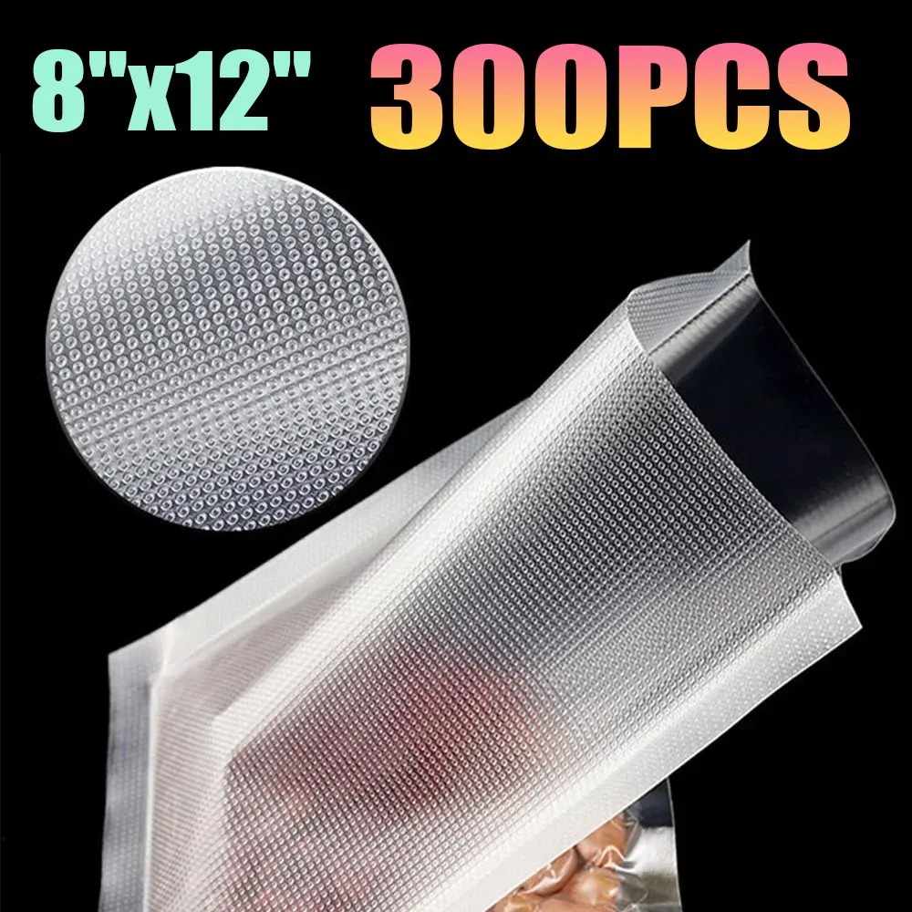

300 pcs 8 x 12 inch vacuum sealer bags embossed food saver storage bags for vacuum sealer machine freezer storage reusable