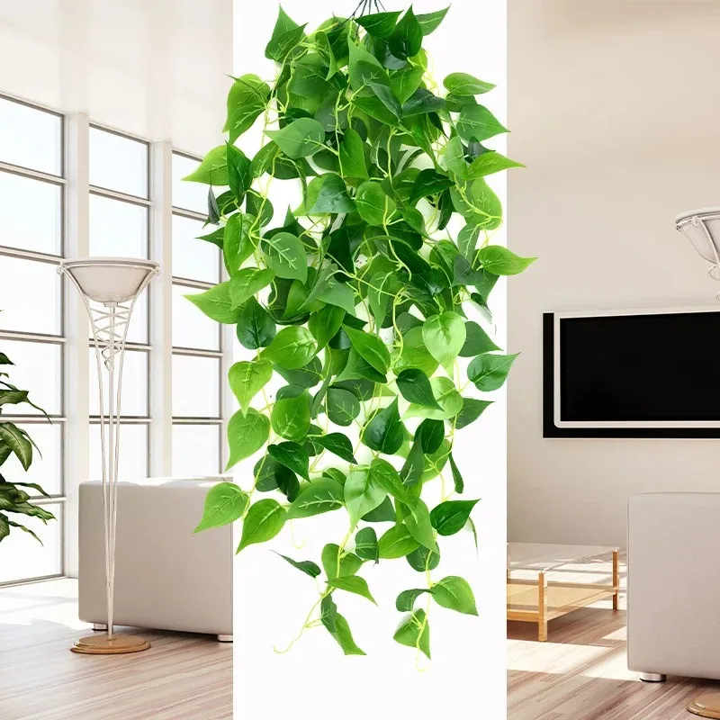 5 Forks Artificial Vines Plants Outdoor Plastic Creeper Green Ivy Wall Hanging Plants Branch For Home Garden Wedding Decor - view 4