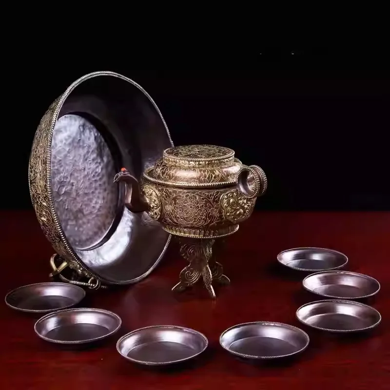 Handmade pure copper water and land supply repair plate seven water supply pan water God of Wealth ornament