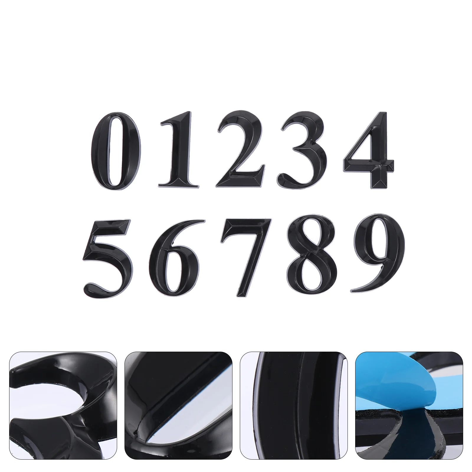 

10Pcs 3D Door Number Plaques ABS Resin Durable Reflective Mailbox Decals Self-Adhesive Stickers 0-9 Sign