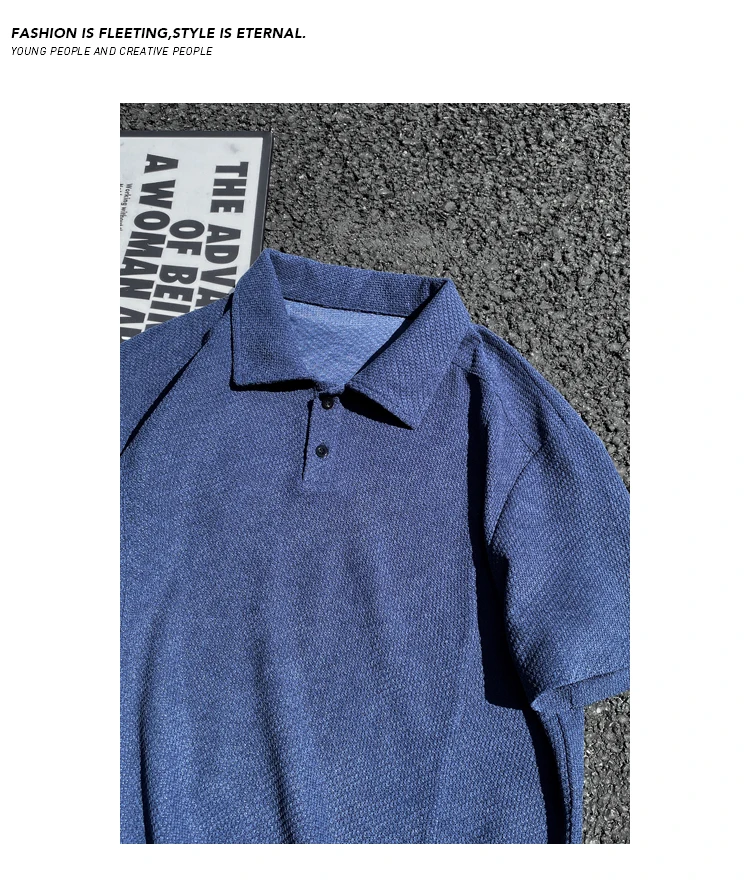 Herren Oversized Polo Kurzarm-Oberteil mit Wabenstruktur, Reverskragen für Freizeit, Pendeln und Alltag – Detail 17