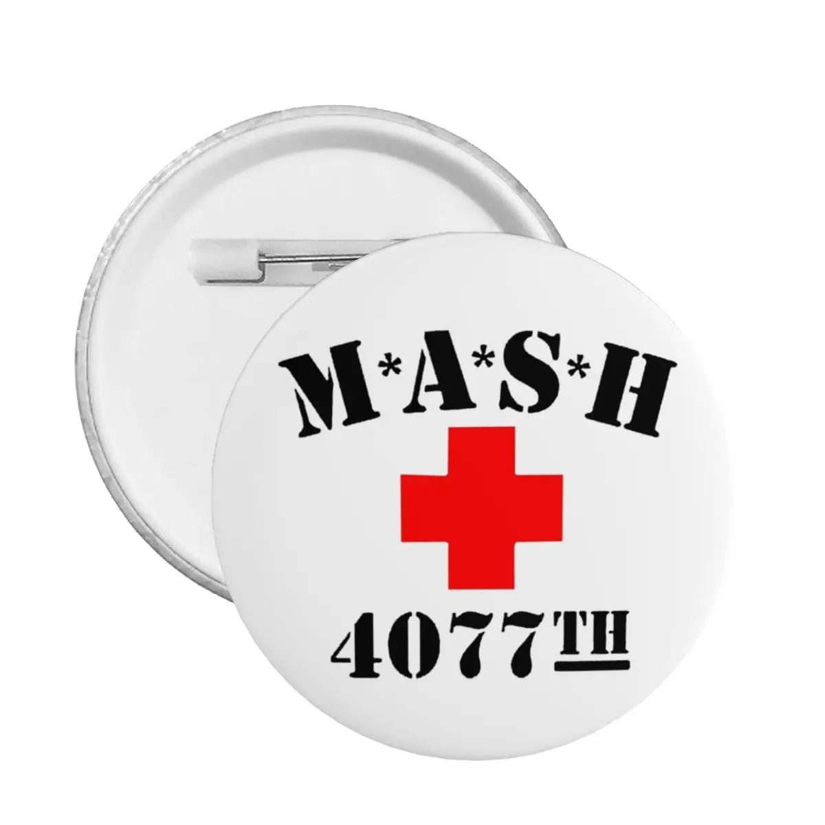 MASH 4077 Logo Pin Back Buttons Custom US Army War Tv Brooch Badge for Jeans Pinback Birthday Gift