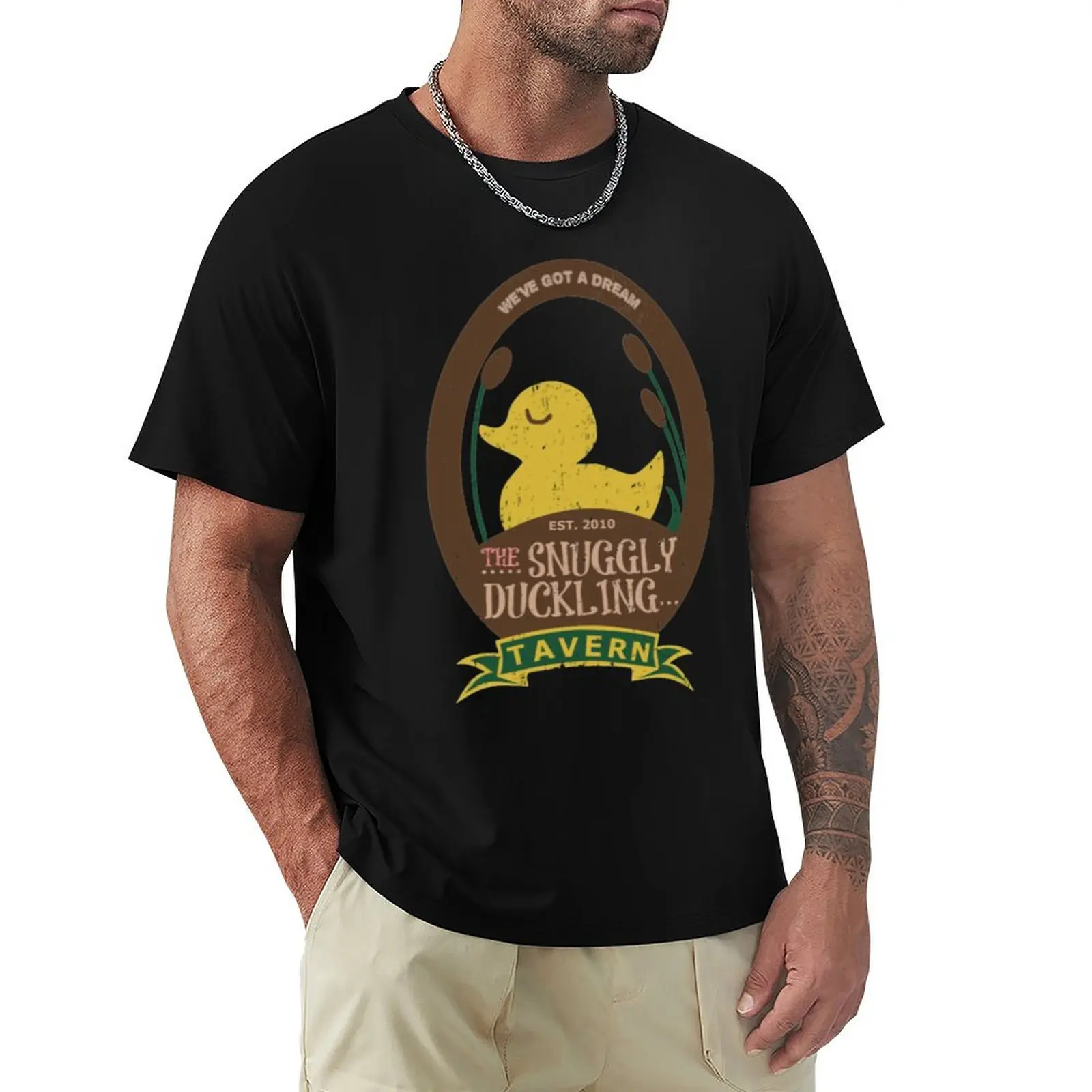 

Rapunzel T-ShirtTangled Snuggly Duckling Tavern T-Shirt blue lock man clothes summer tops mens cotton t shirts