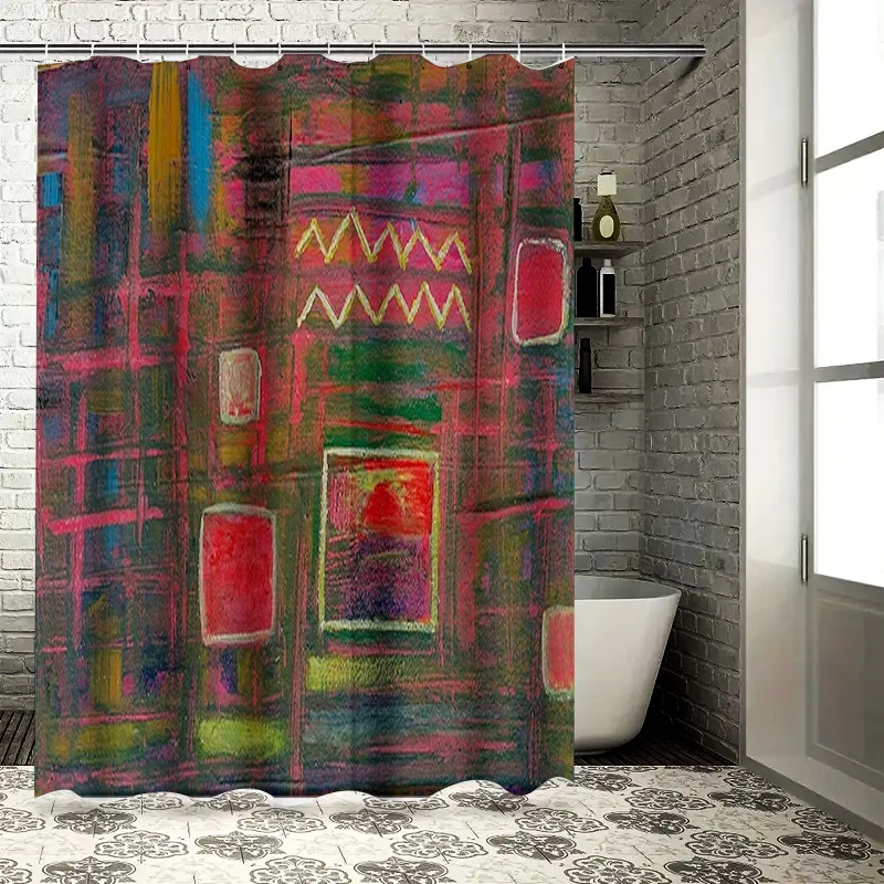 

Художественная занавеска для душа с абстрактным дизайном ярких цветов для украшения ванной комнаты