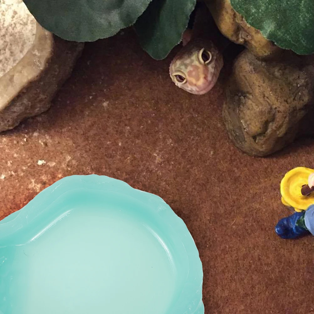 

2pcs Luminous Reptile Bowl Resin Glow In The Dark Feeding Dish For Turtle Terrarium Water Food Container Non-Slip Reptile