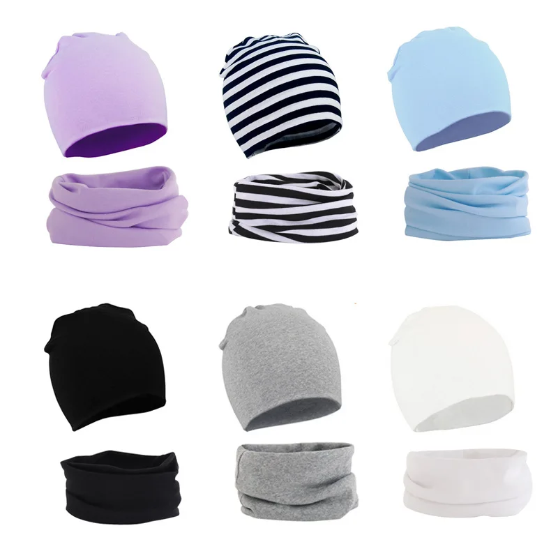 

19*20CM Baby Hat Scarf Set Solid Color Kids Beanie Cap Warm Boy Girl Spring Autumn Winter Hats Infant Toddler Bonnet Accessories