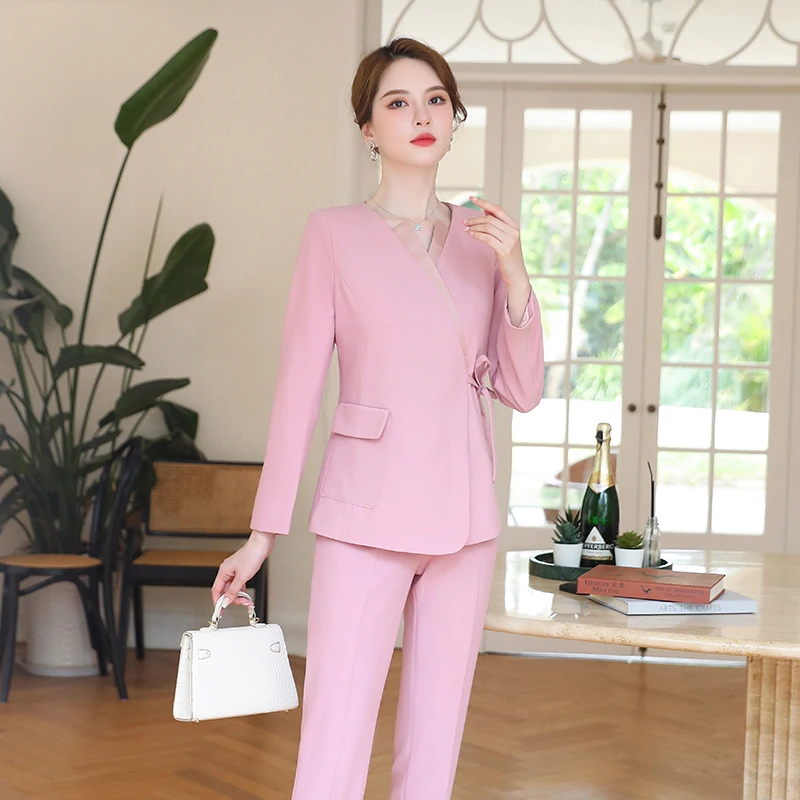 

Elegant Formal Pantsuits Professional Office Work Wear Business Suits with Pants and Jackets Coat Ladies Career Interview Blazer