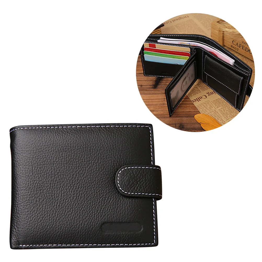 

Men Wallet 4.5X3.7X1 Trifold Slim With Zipper Coin Pocket 4 Card Slots 2 Photo Holders Vintage Short Purse