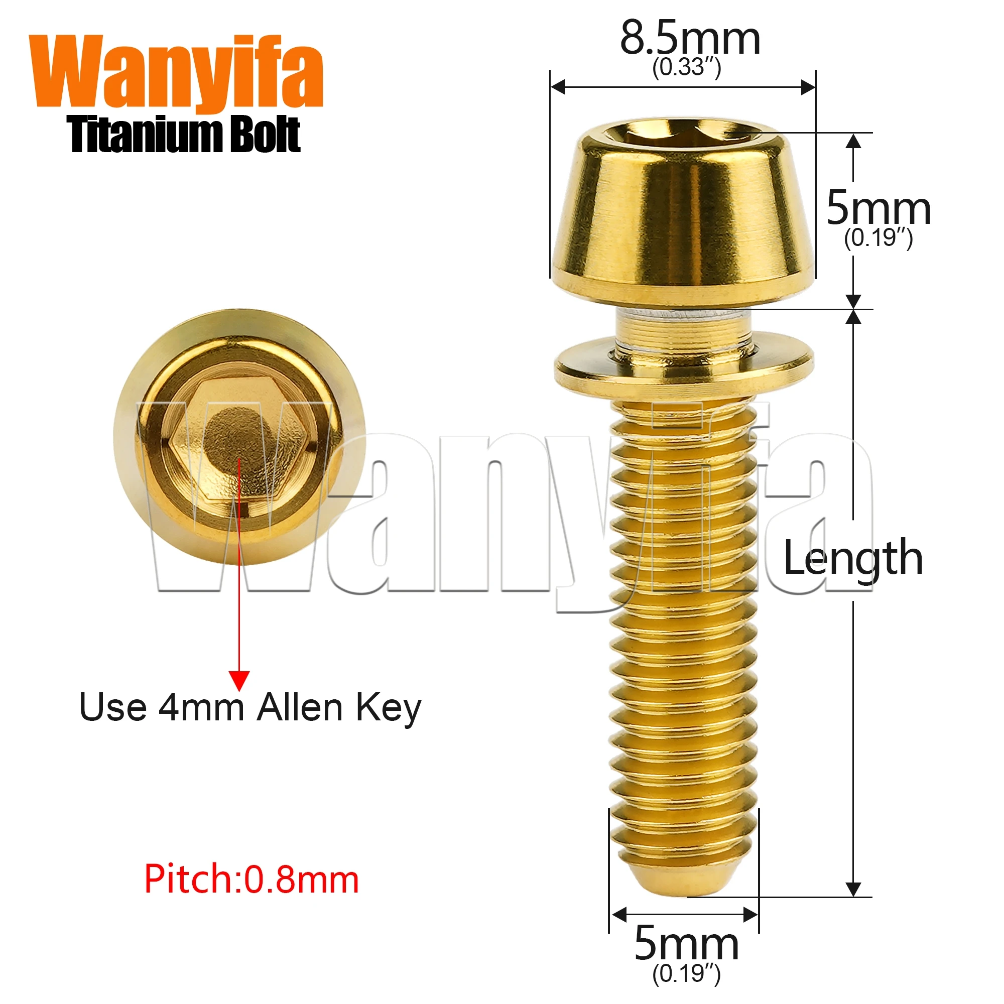 Wanyifa Titanium Bolt M5x16/18/20mm Bike Handlebar Screws with Washer  for MTB Bike Stem