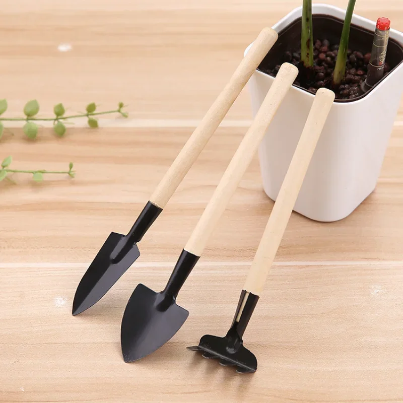 3Pcs Portable Mini Plant Tools Garden Hoe Rake Shovel Soil Scoop Plant Pots Decorative Planting Pots Garden Supplies Plant Tool