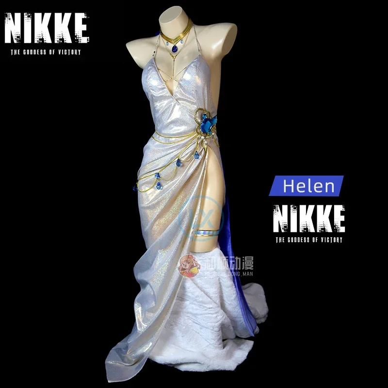 Juego NIKKE: la diosa de la victoria Helen, conjuntos de disfraces de Cosplay, vestido Sexy elegante blanco, traje de fiesta para mujer Cos