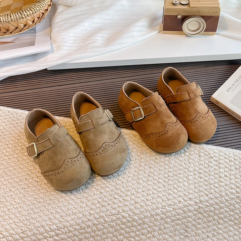 Kids Retro Style Soft Sole Boys Girls Casual Shoes Soild Color Versatile 2026 Brand New Children Flat Shoes Hook&loop 22-30