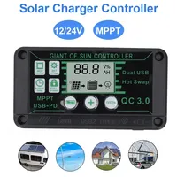 Waterproof 10A-100A Solar Charge Controller MPPT 12V/24V Charger Controller Dual USB Auto Solar Cell Panel Chargers Regulator