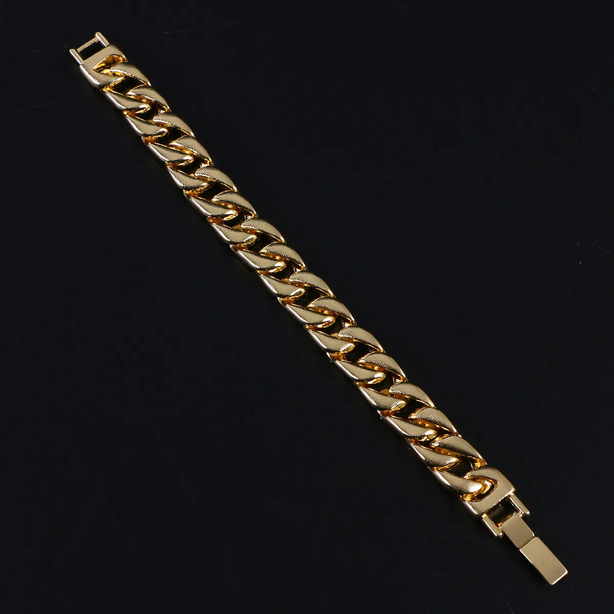 Men's Gold Plated Cuban Link Bracelet Alloy Hip Hop Jewelry Rhinestone Embellished Chic Luxury Look Dancer Singer Enthusiast