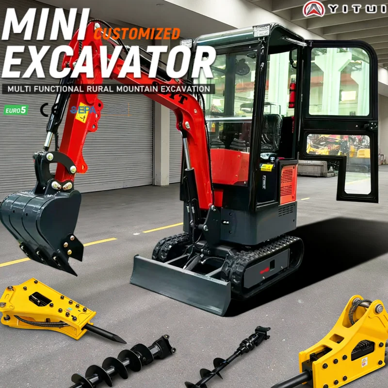

Небольшой гусеничный экскаватор по индивидуальному заказу, мини-экскаватор 1,2 тонны с кабиной для ландшафтного дизайна, сноса, рытья