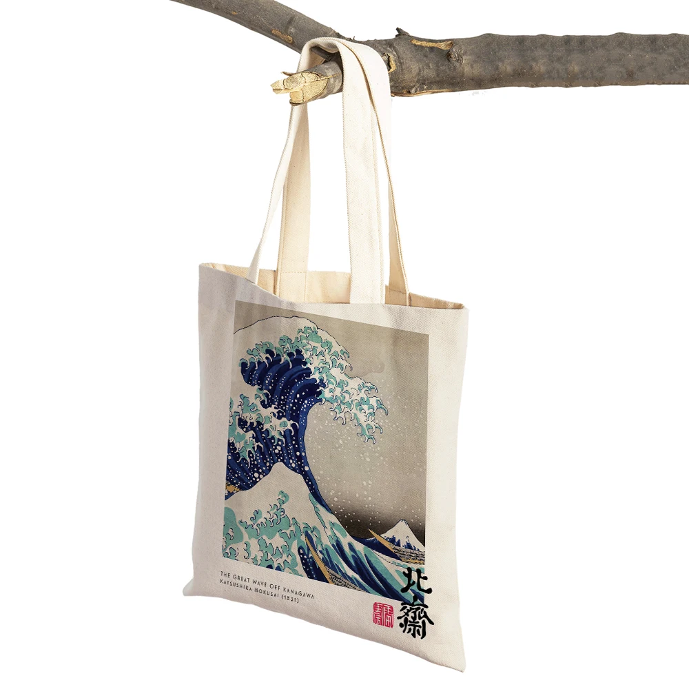 Hokusai Ohara Koson Japan Casual Shopper Bags Women Shopping Bag Double Print Abstract Lady Canvas Tote Flower Travel Handbag