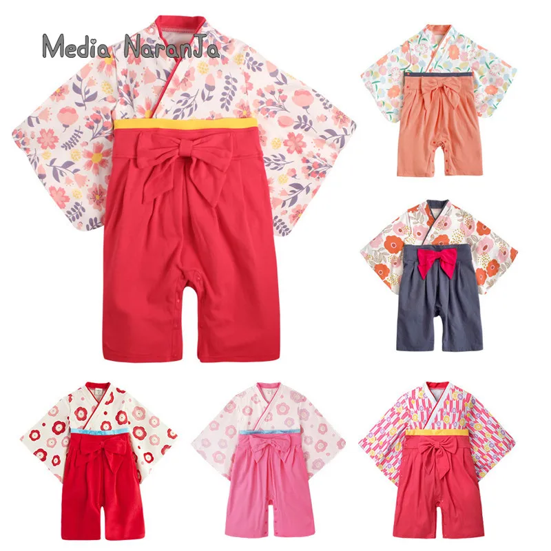 Spring Autumn winter baby long-sleeved bodysuit climbing suit Japanese girls boys toddler kimono holiday costume