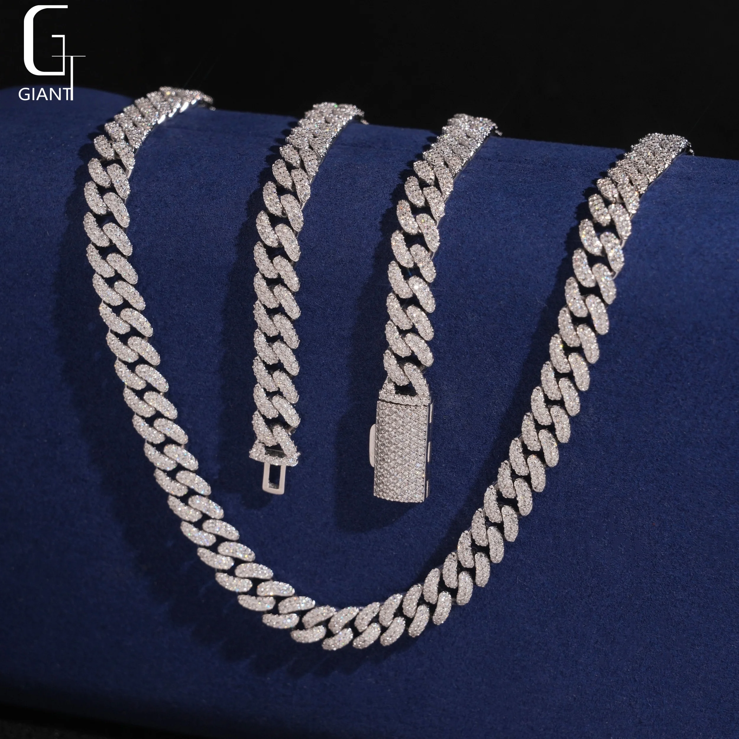 8mm Hot Sale Moissanite Cuban Link Chain 925 Silver Necklaces HipHop Iced Out Moissanite Cuban Chains Past Diamond Test with GRA