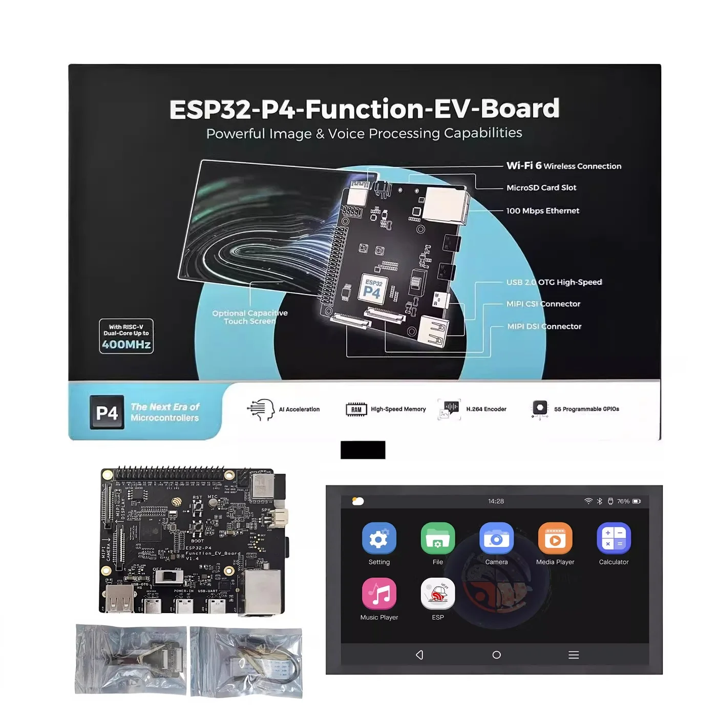 ESP32-P4-Function-EV-Board Development Board Kit ESP32-P4 SoC Chip AIoT Multimedia Evaluation Board