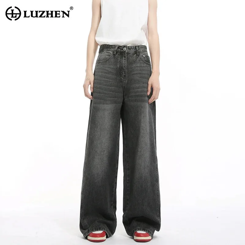 

LUZHEN 2025 New Trendy Original Loose Straight Jeans Men's High Quality Gradient Washed Wide Leg Denim Pants Male Clothes JY2225