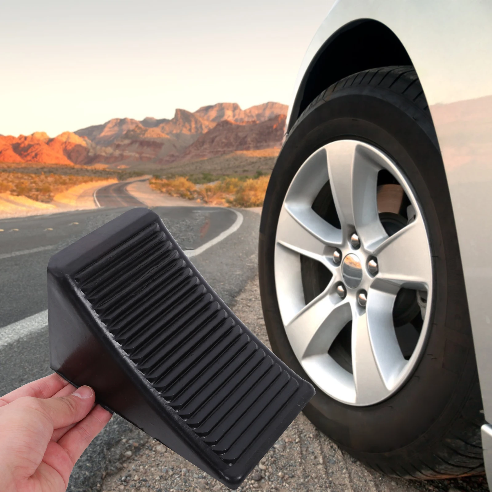 

Rubber Wheel for Cars Trucks Rv Stabilizer Rv Wheel Chocks For Travel Trailers Blocks Portable Anti Slip Triangle Design Slope