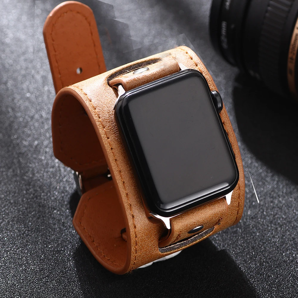 Retro bracelet for apple Watch band 44mm correa 40mm 42mm leather ultra 2 49mm iwatch series 9 8 7 6 5 4 3 Se 41mm 45mm strap