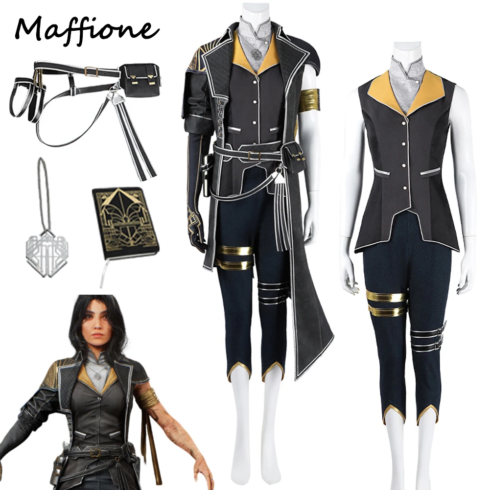 Lune Cosplay Spiel Clair Obscur Kostüm Frauen Disguise Fantasia Kleidung Halskette Gürteltasche Weibliche Rolle Halloween Party Anzüge