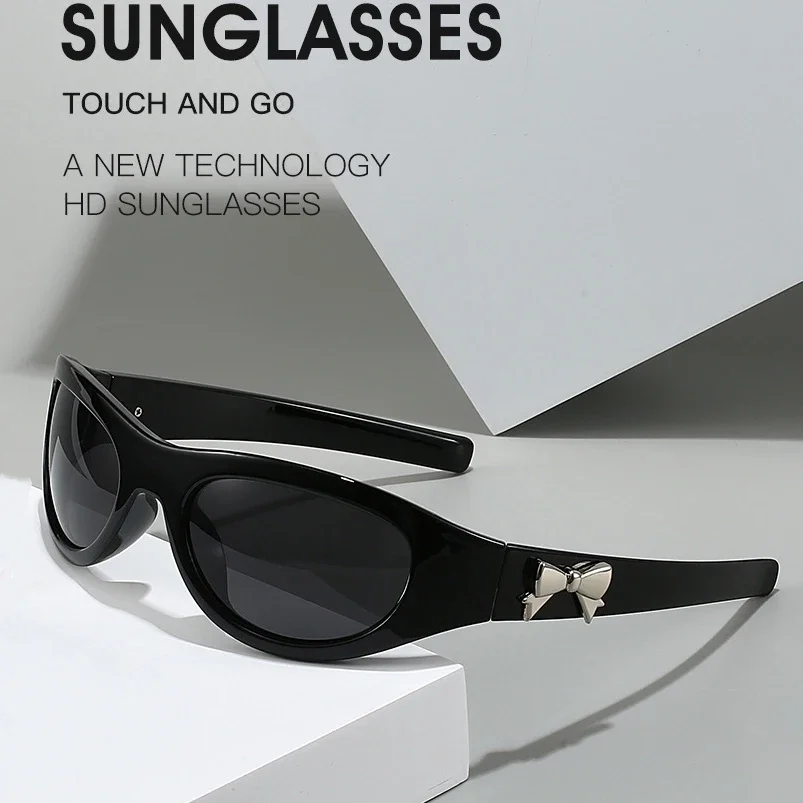 

Y2K Wrap Around Sunglasses for Women Men Retro Oval bow Sun Glasses Fashion Trendy Sport Shades UV400 Eyeglasses