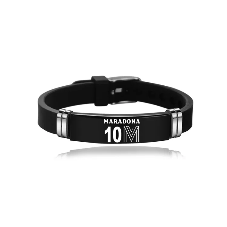 Maradona Silicon Bracelet Diego Football Super Star 10 M Symbol Stainless Steel Souvenir Fashion Jewelry Gift Wholesale