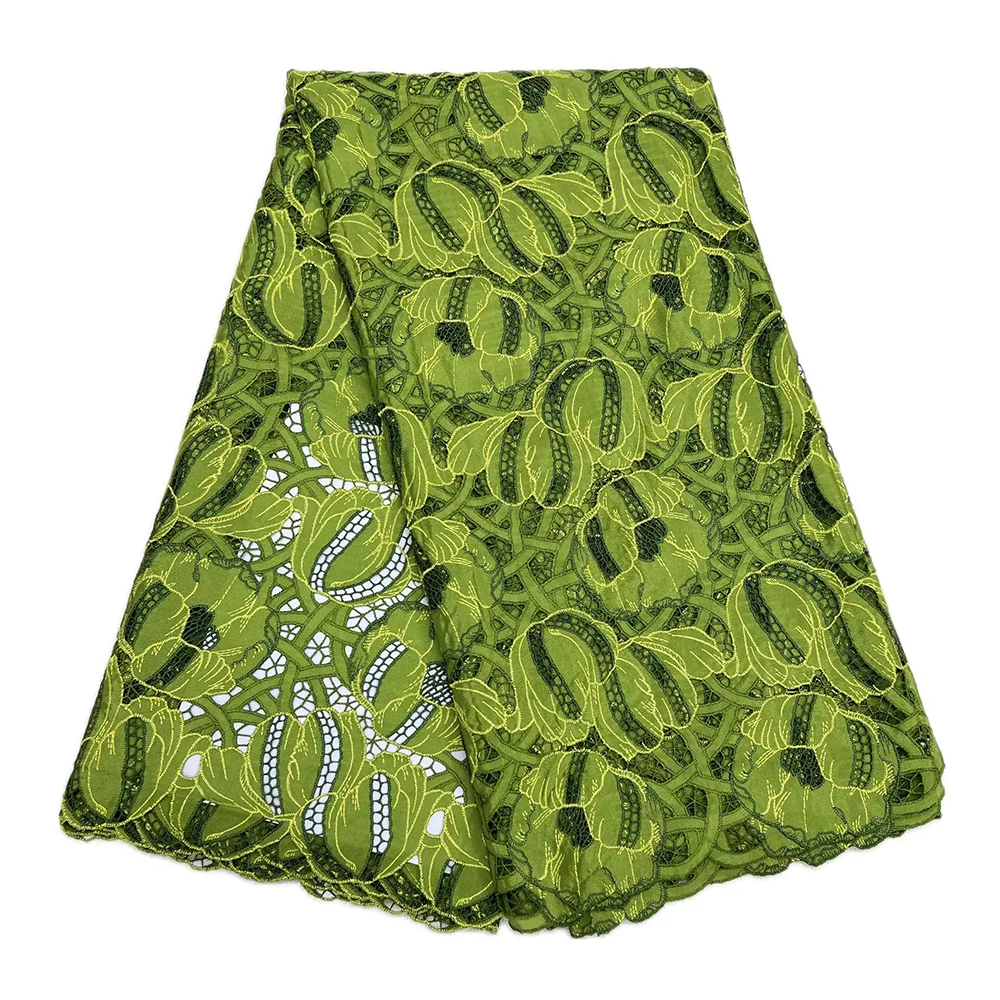 

Luxury Nigerian Printed Water Soluble Lace Fabric 5 Yards Embroidered Guipure Chiffon Tulle Lace For Bridal Gowns Party Dress