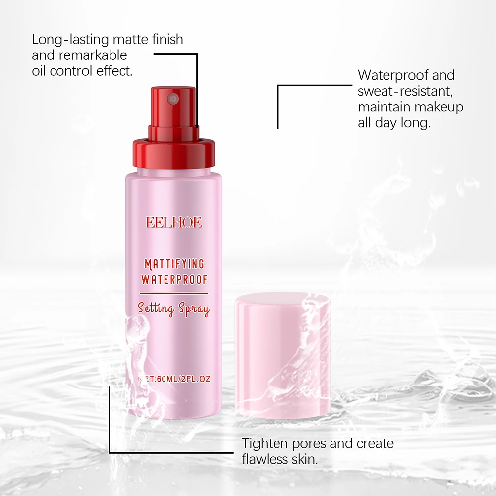 60ml Professional Makeup Setting Spray,Powder Melting Glass Setting Spray Mattifying Waterproof Setting Spray For Women Girls