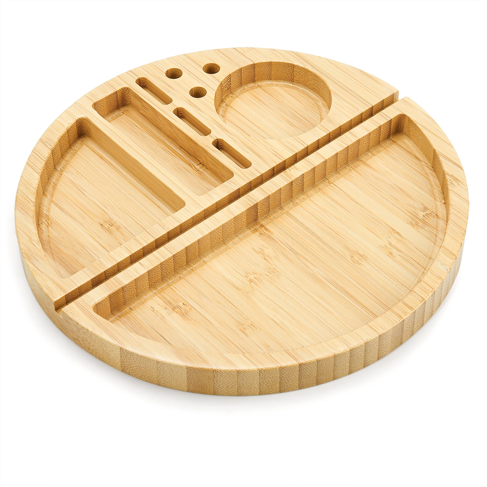 Natural Bamboo Rolling Tray Durable Large Smoke Tray with Rolling Paper Grinder Tobacco Filter-Tips Slot