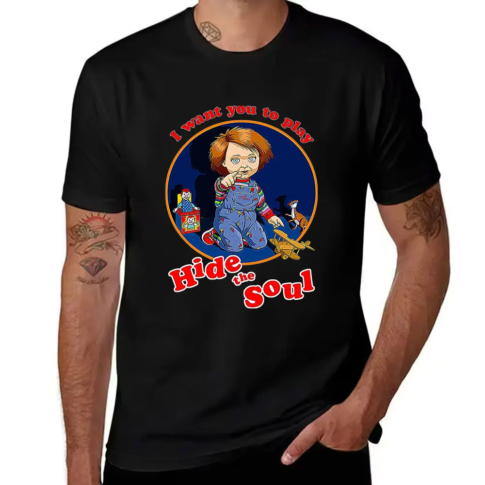 Men's Cotton T-Shirt with Playful Doll Graphic, 