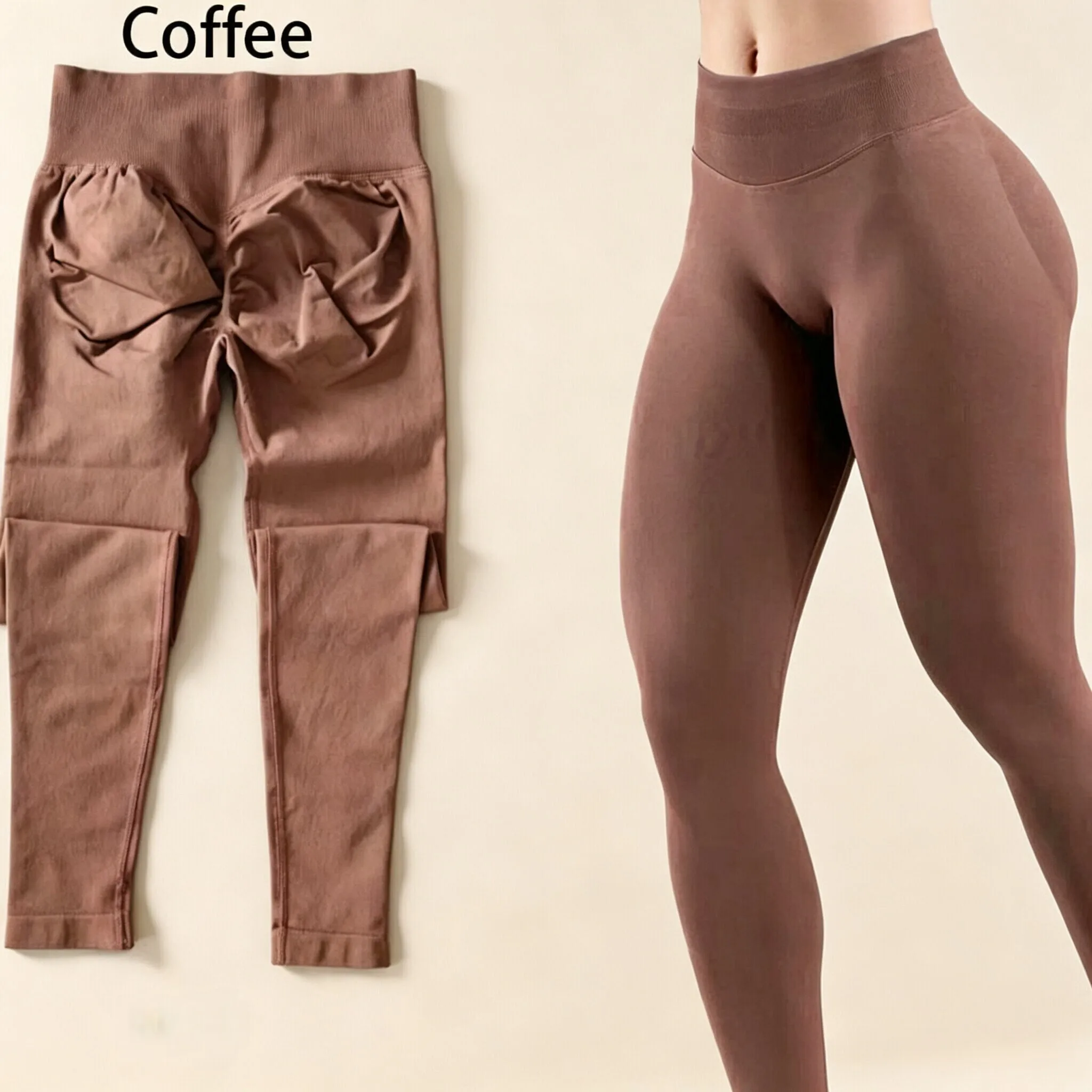 Dneyf 1D-3Y-2F Nahtlose Yoga-Leggings mit Po-Lifting-Effekt für Damen, hohe Taille, hohe Dehnbarkeit, schnelltrocknend, ideal zum Training, Laufen, für das Fitnessstudio und als lange Sporthose. – Detail 29