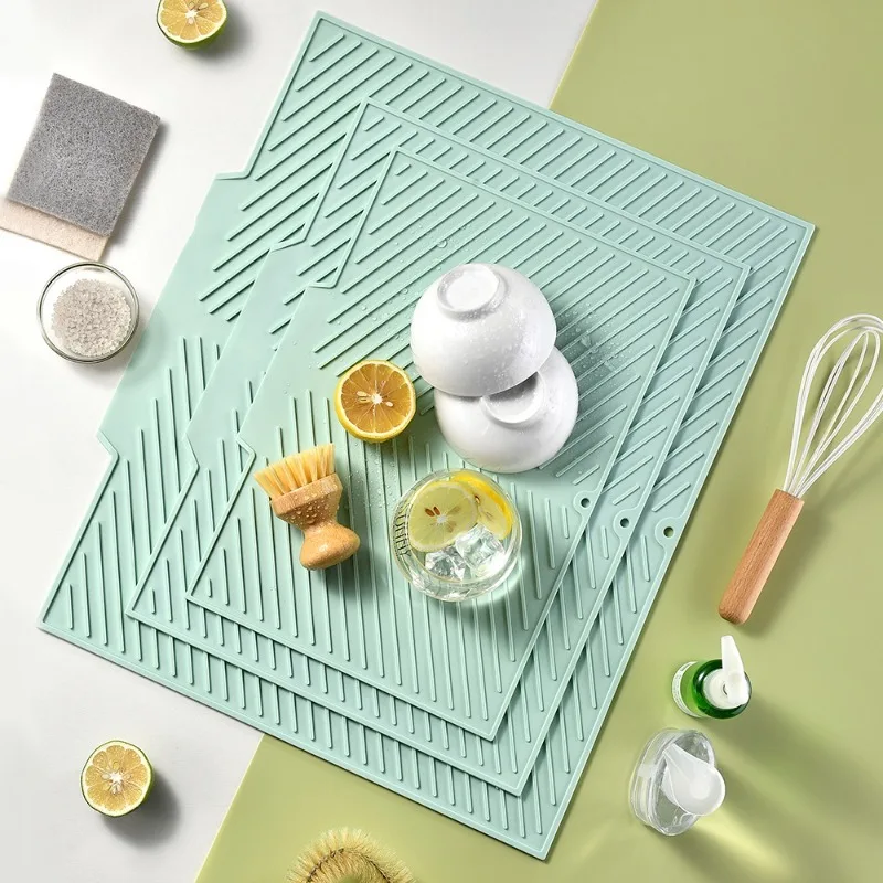 

1pcs Silicone Drying Mat for Kitchen Pots & Dishes - Heat Resistant Non-Slip Dish Placemat Silicone Kitchen Organizer