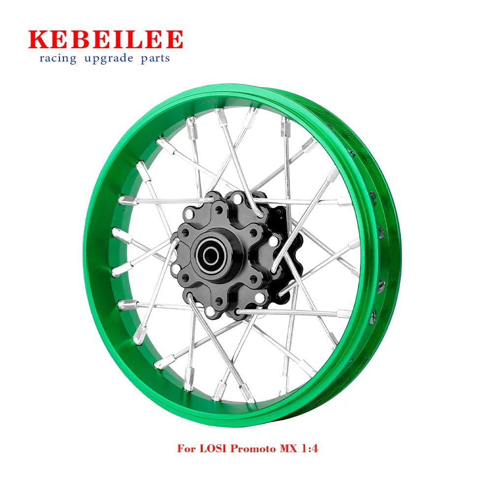 KEBEILEE CNC Aluminum Front Wheel V2 For LOSI Promoto MX motorcycle  1:4 Green