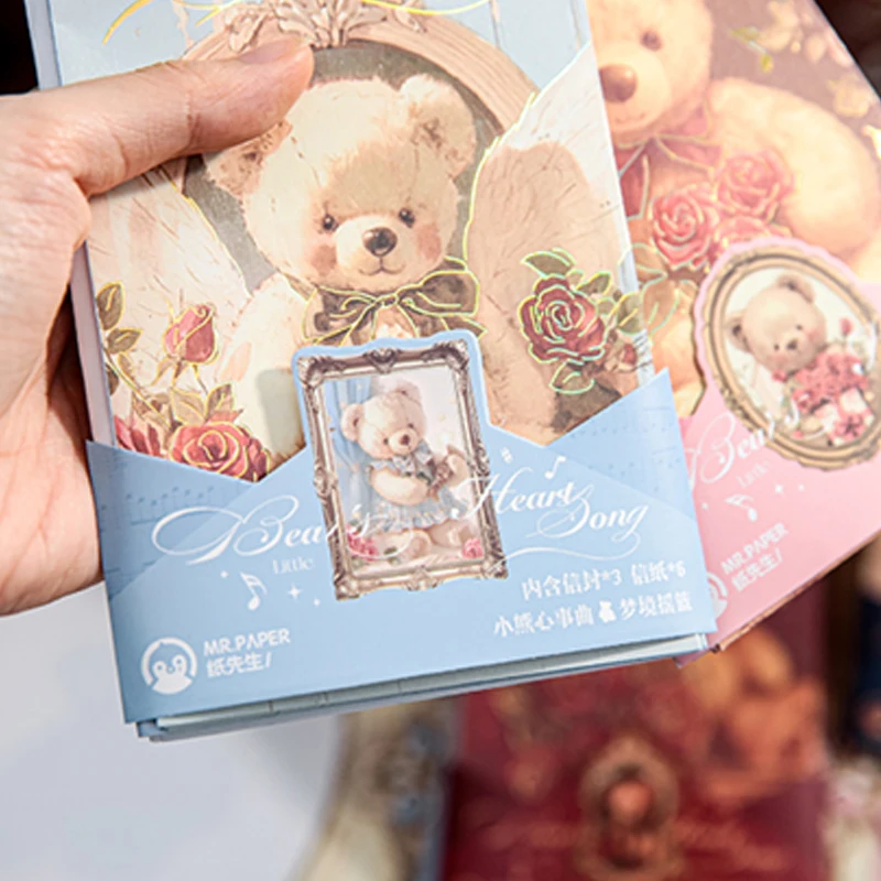 مجموعة أظرف ورقية مكونة من 36 قطعة من سلسلة أغنية القلب على شكل قلب الدب يمكنك صنعها بنفسك رسالة عطلة بركة حب رسالة حب رومانسية هدية إبداعية