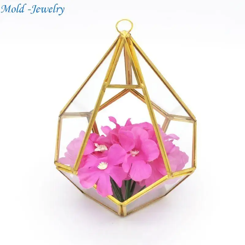 

69HB Modern Geometric Terrarium Large Clear Moss Flower Pot Indoor Terrarium Windowsill Flower Pot with Swing