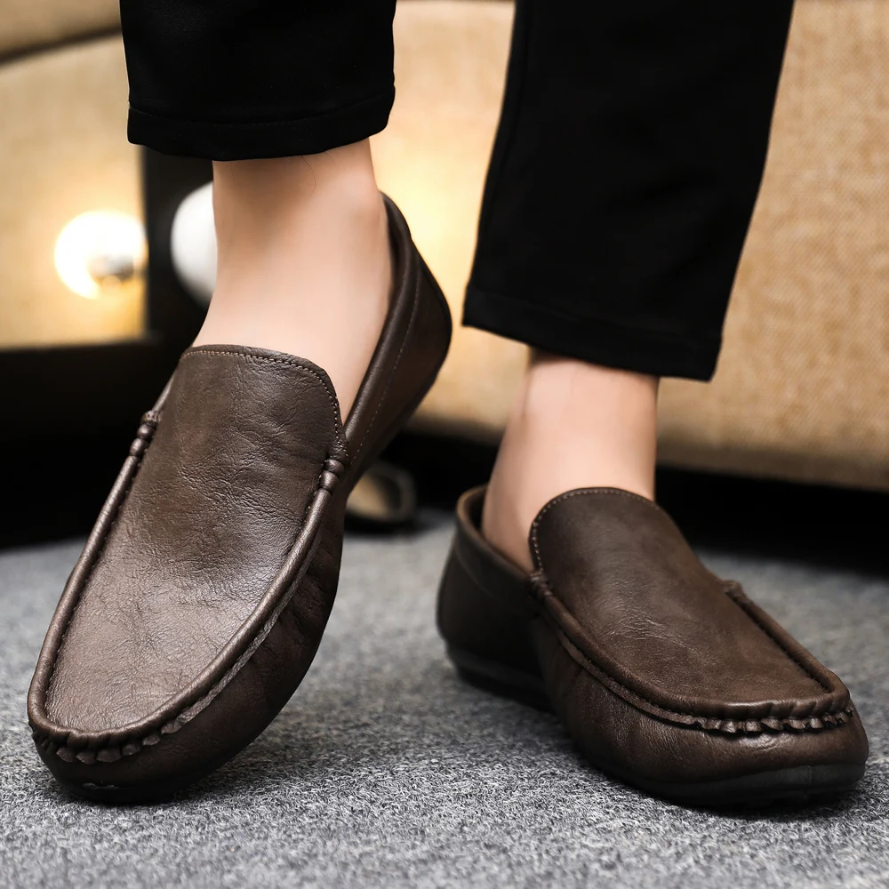 

2025 Autumn/Winter Casual Fashion Loafers Leather Men's Shoes Comfortable Trendy Work Shoes Student Shoes Black and Brown