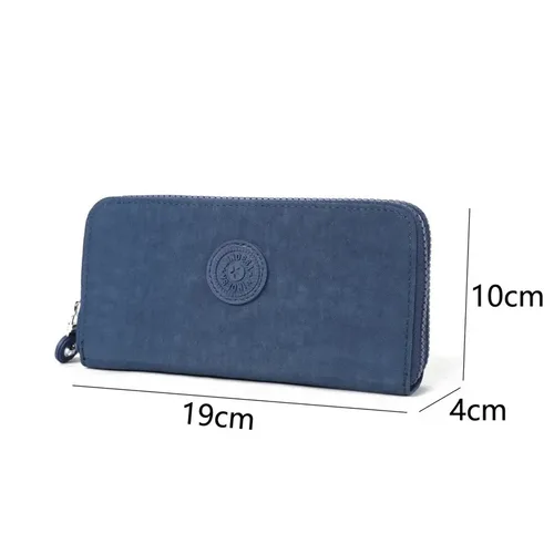 Imagen 2 del producto Cartera de doble cremallera larga multifuncional ligera a la moda, tarjetero, bolso de mujer, bolso impermeable de nailon para mujer
