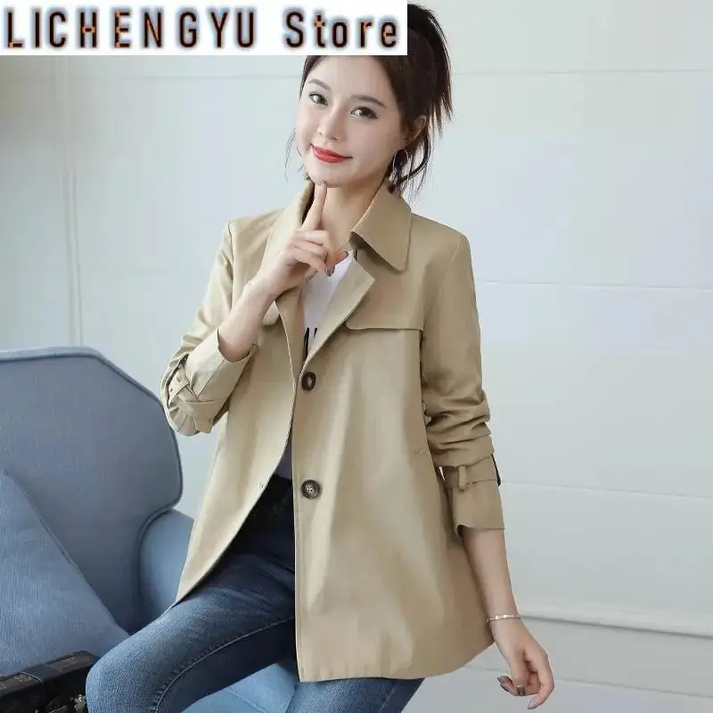 

Spring Autumn Trench Female Coat New Korean Fashion Short khaki Windbreaker Women Jacket Casual Loose Ladies Outerwear Tops