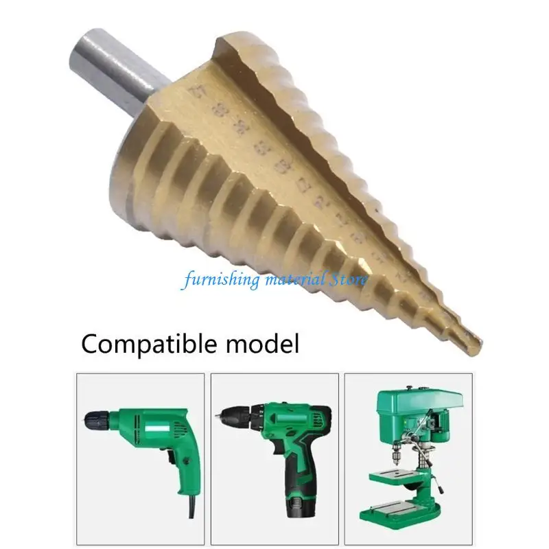 

Y5GD 4-42mm Titaniums Coated Step Drill Bit with Triangular Shank Straight Grooves Cone Drill for Metal Drilling Project