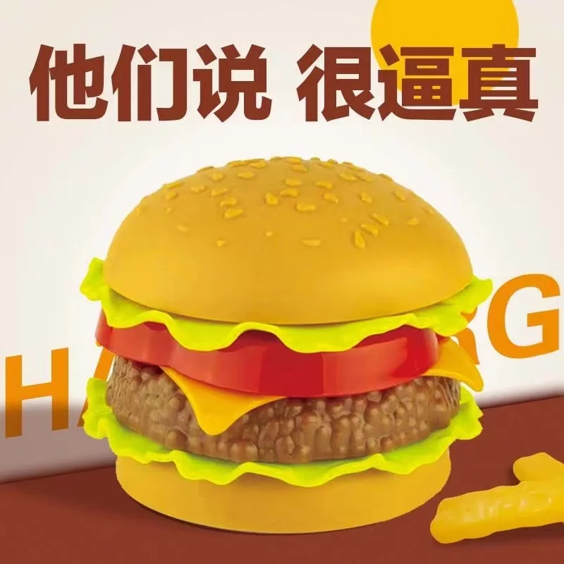 Hamburguesa de simulación creativa, juguetes para aliviar el estrés, juego combinado de comida divertida, juguete para apretar con pellizco blando, hamburguesa hecha a mano DIY