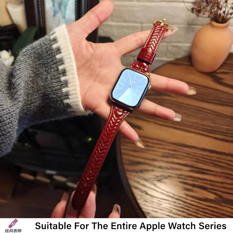 

Women Leather strap for Apple Watch 10 9 Band 46mm 42mm 41mm 45mm 44/40mm 49mm Dressy Luxury Bracelet iWatch Series 8 7 SE Ultra