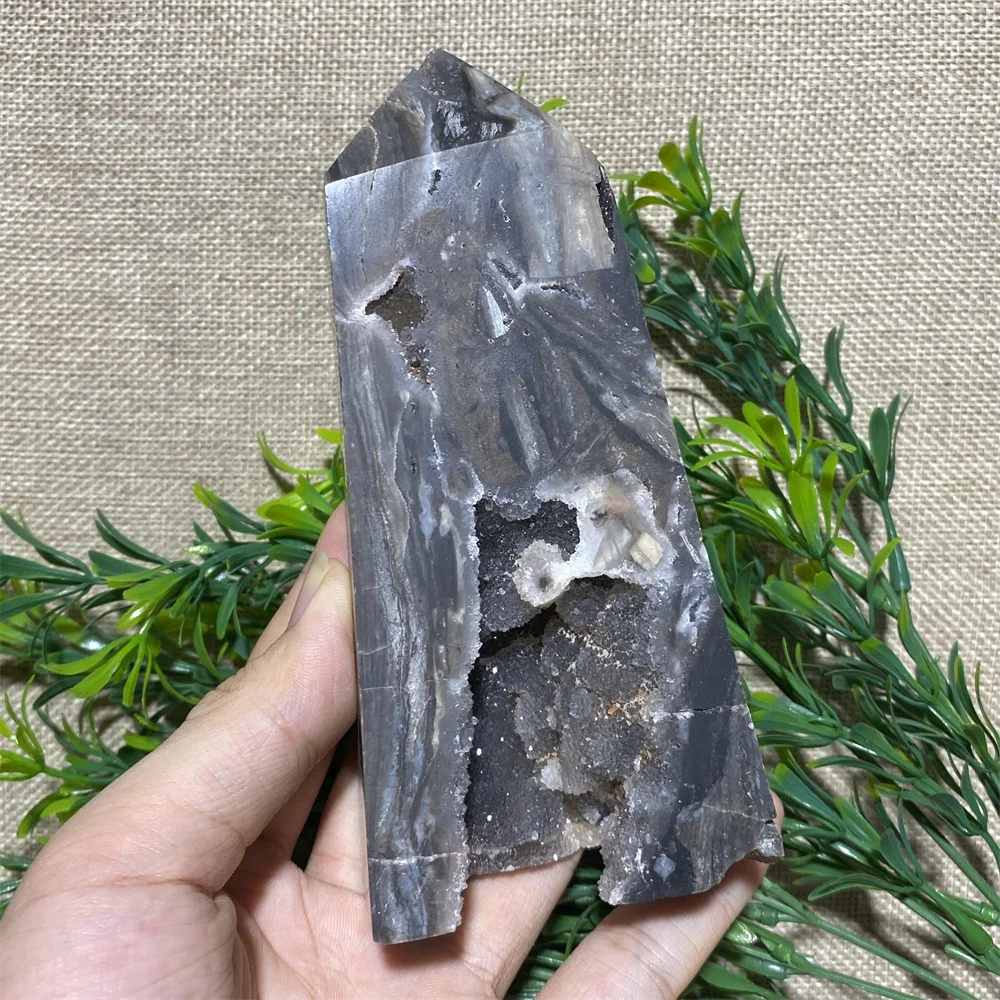 

Natural Crystal Sphalerite Druzy Geode Tower Point Beauty Wand Reiki Mineral Energy Home Decoration Wichcraft