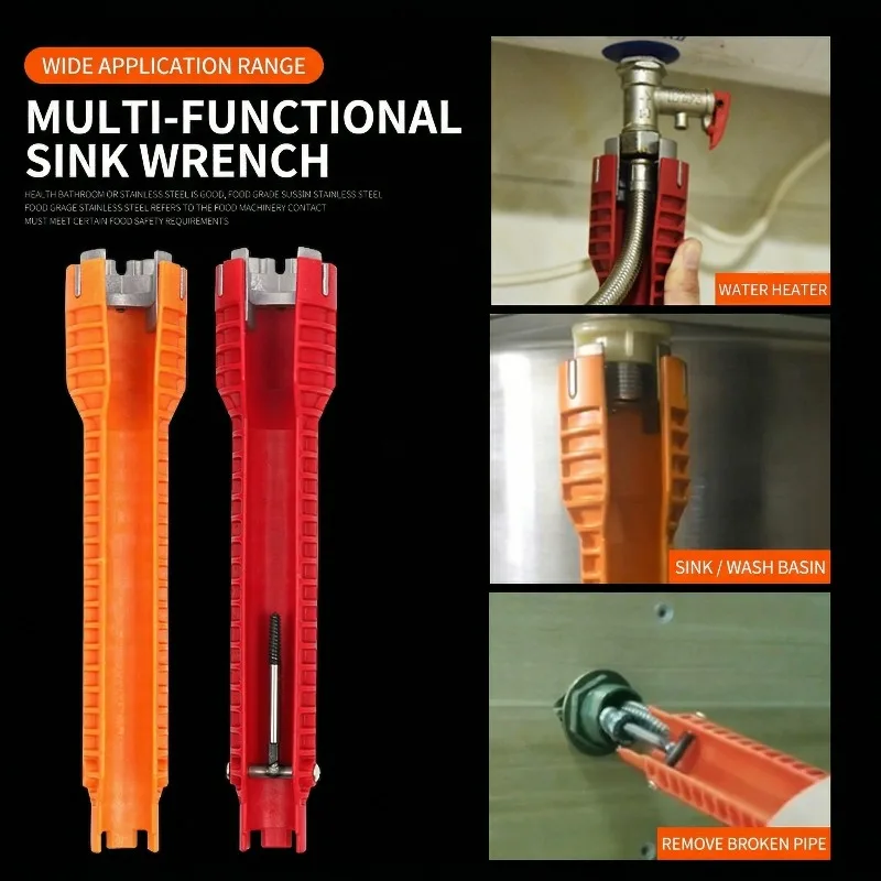 

Multi-Functional Sink Wrench Universal Plumbers Tool for Faucet Water Heater Kitchen Sink Repair Bathroom Plumbing Maintenance