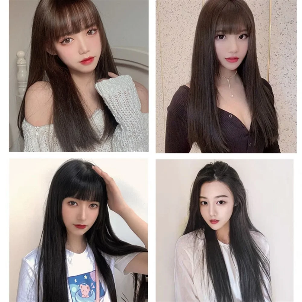 Synthetic 1pcs  Women Invisible Seamless Long Straight Wig Natural Fake  Increase Hair Volume Hair Extensions 30cm